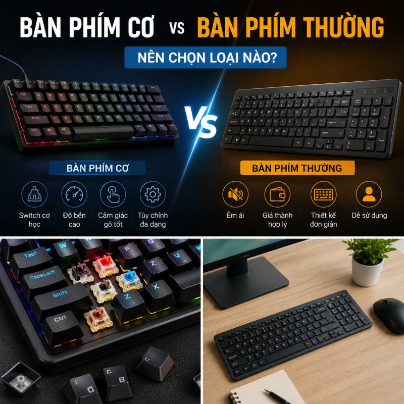 Bàn phím cơ và bàn phím thường